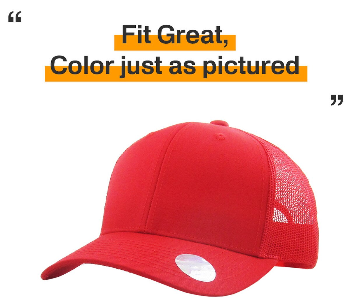 Red Classic 6 Panel Trucker Mesh Snapback Side View Fit Great